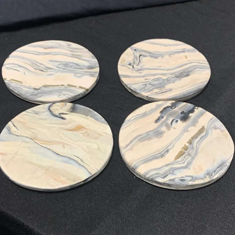 Clay Gold Glitter Marble Pattern Coasters Set of 4